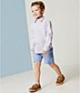 Color:Pink - Image 5 - Little Boys 2T-7 Long Sleeve Check Print Button Down Sport Shirt