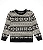 Color:Black/Ivory - Image 1 - Little Boys 2T-7 Long Sleeve Fairisle Sweater