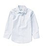 Color:Blue/White - Image 1 - Little Boys 2T-7 Long Sleeve Geo Print Synthetic Dress Shirt