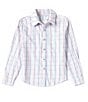 Color:White Multi - Image 1 - Little Boys 2T-7 Long Sleeve Grid Pattern Sport Shirt
