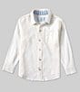 Color:White - Image 1 - Little Boys 2T-7 Long Sleeve Linen Sport Shirt