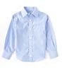 Color:Blue - Image 1 - Little Boys 2T-7 Long Sleeve Non-Iron Gingham Dress Shirt