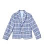 Color:Blue - Image 1 - Little Boys 2T-7 Long Sleeve Plaid Dress Jacket