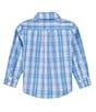 Color:Blue/Pink - Image 2 - Little Boys 2T-7 Long Sleeve Plaid Sport Shirt