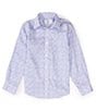 Color:Blue - Image 1 - Little Boys 2T-7 Long Sleeve Point Collar Floral Button Down Shirt