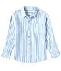 Color:Blue - Image 1 - Little Boys 2T-7 Long Sleeve Stripe Linen Sport Shirt