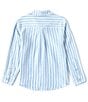 Color:Blue - Image 2 - Little Boys 2T-7 Long Sleeve Stripe Linen Sport Shirt