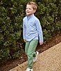 Color:Indigo - Image 3 - Little Boys 2T-7 Long Sleeve Synthetic Stripe 1/4 Zip Pullover
