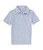 Color:Indigo - Image 1 - Little Boys 2T-7 Short Sleeve Heather Feeder Stripe Synthetic Polo Shirt