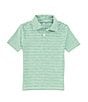 Color:Green - Image 1 - Little Boys 2T-7 Short Sleeve Heather Feeder Stripe Synthetic Polo Shirt