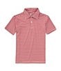 Color:Red/White - Image 1 - Little Boys 2T-7 Short Sleeve Heather Feeder Stripe Synthetic Polo Shirt
