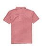 Color:Red/White - Image 2 - Little Boys 2T-7 Short Sleeve Heather Feeder Stripe Synthetic Polo Shirt