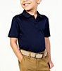 Color:Navy - Image 1 - Little Boys 2T-7 Short-Sleeve Double-Knit Synthetic Performance Polo Shirt