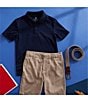 Color:Navy - Image 4 - Little Boys 2T-7 Short-Sleeve Double-Knit Synthetic Performance Polo Shirt