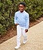 Color:Blue - Image 3 - Little Boys 2T-7 Washed Solid Terry Crew Neck Sweatshirt