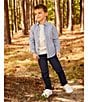 Class Club Little Boys Check Long Sleeve Button Front Sportshirt, Color:Blue - Image 2