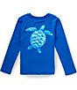 Class Club Little Boys Long Sleeve Sea Turtle Graphic Rashguard - Image 1