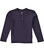 Class Club Little Boys Performance Stretch Knit Long Sleeve Henley Top - Image 1