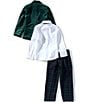 Class Club Little Boys Velvet Jacket Plaid Pants 4-Piece Suit Set, Color:Green - Image 2