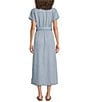 Cloth & Stone Chambray Collared Short Sleeve Belted Midi Shirt Dress, Color:Highland Breeze - Image 2