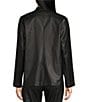 Color:Black - Image 2 - Coated Notch Collar Button Front Coordinating Oversized Blazer