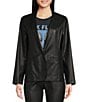 Color:Black - Image 4 - Coated Notch Collar Button Front Coordinating Oversized Blazer