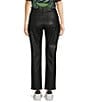 Color:Black - Image 2 - Coated Straight Leg Coordinating Ankle Pants