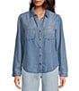 Cloth & Stone Collared Long Sleeve Button Front Lyocell Shirt, Color:Catalina Wash - Image 1