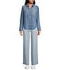 Cloth & Stone Collared Long Sleeve Button Front Lyocell Shirt, Color:Catalina Wash - Image 3