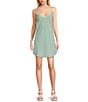 Color:Seaside Mint - Image 1 - Frayed Sleeveless V-Neck Cami Slip Dress