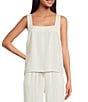 Cloth & Stone Linen Blend Button Back Knit Striped Scoop Sleeveless Coordinating Tank, Color:Island Beige - Image 1