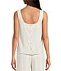Cloth & Stone Linen Blend Button Back Knit Striped Scoop Sleeveless Coordinating Tank, Color:Island Beige - Image 2
