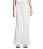Cloth & Stone Linen Blend High Rise Wide Leg Front Drawstring Stripe Crop Coordinating Pants, Color:Powder Blue - Image 1
