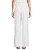 Cloth & Stone Linen Blend High Rise Wide Leg Front Drawstring Stripe Crop Coordinating Pants, Color:Powder Blue - Image 2