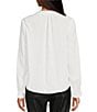 Color:White - Image 2 - Mandarin Collar Long Sleeve Peasant Blouse