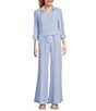 Cloth & Stone Stripe Print Linen Blend Point Collar Long Sleeve Classic Button Down Coordinating Shirt, Color:Blue Breeze - Image 4