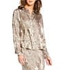 Cloth & Stone Woven Coordinating Ottoman Button Down Collar Long Sleeve Top, Color:Champagne - Image 1