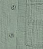 Cloth & Stone Woven Crinkle Point Collar Short Sleeve Button Front Blouse, Color:Lush Grove - Image 4