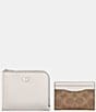 Color:Chalk/Tan - Image 1 - 3-In-1 Crossgrain Silver Tone Colorblock Leather Zip Wallet