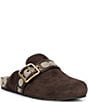 COACH Archival Suede Clogs With Signature Jacquard Buckle Strap - Image 1