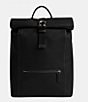 Color:Black - Image 1 - Beck Roll Top Pebble Leather Backpack
