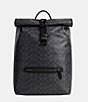 Color:Charcoal - Image 1 - Beck Roll Top Signature Coated Canvas Backpack