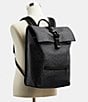 Color:Charcoal - Image 5 - Beck Roll Top Signature Coated Canvas Backpack