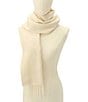 COACH Bias Signature C Wool Fringe Muffler Scarf, Color:Chalk - Image 5