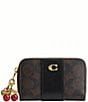 COACH Boxed Essential Small Zip Around Signature Canvas Cherry Heart Charm Card Case Wallet - Image 1