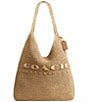 COACH Brooklyn 39 Straw Shoulder Hobo Bag, Color:Natural - Image 1