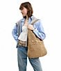 COACH Brooklyn 39 Straw Shoulder Hobo Bag, Color:Natural - Image 5
