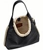 COACH Brooklyn Leather & Shearling Hobo Shoulder Bag 39, Color:Black Natural - Image 3