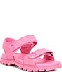 Color:Vivid Pink - Image 1 - Brynn Leather Banded Lug Sole Sandals
