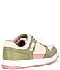 Color:Moss/Light Rose - Image 2 - C201 Low-Top Leather and Suede Lace-Up Retro Sneakers
